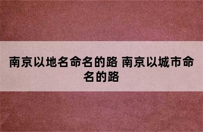 南京以地名命名的路 南京以城市命名的路